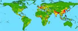 Map of emerging infectious disease hotspots throughout the world